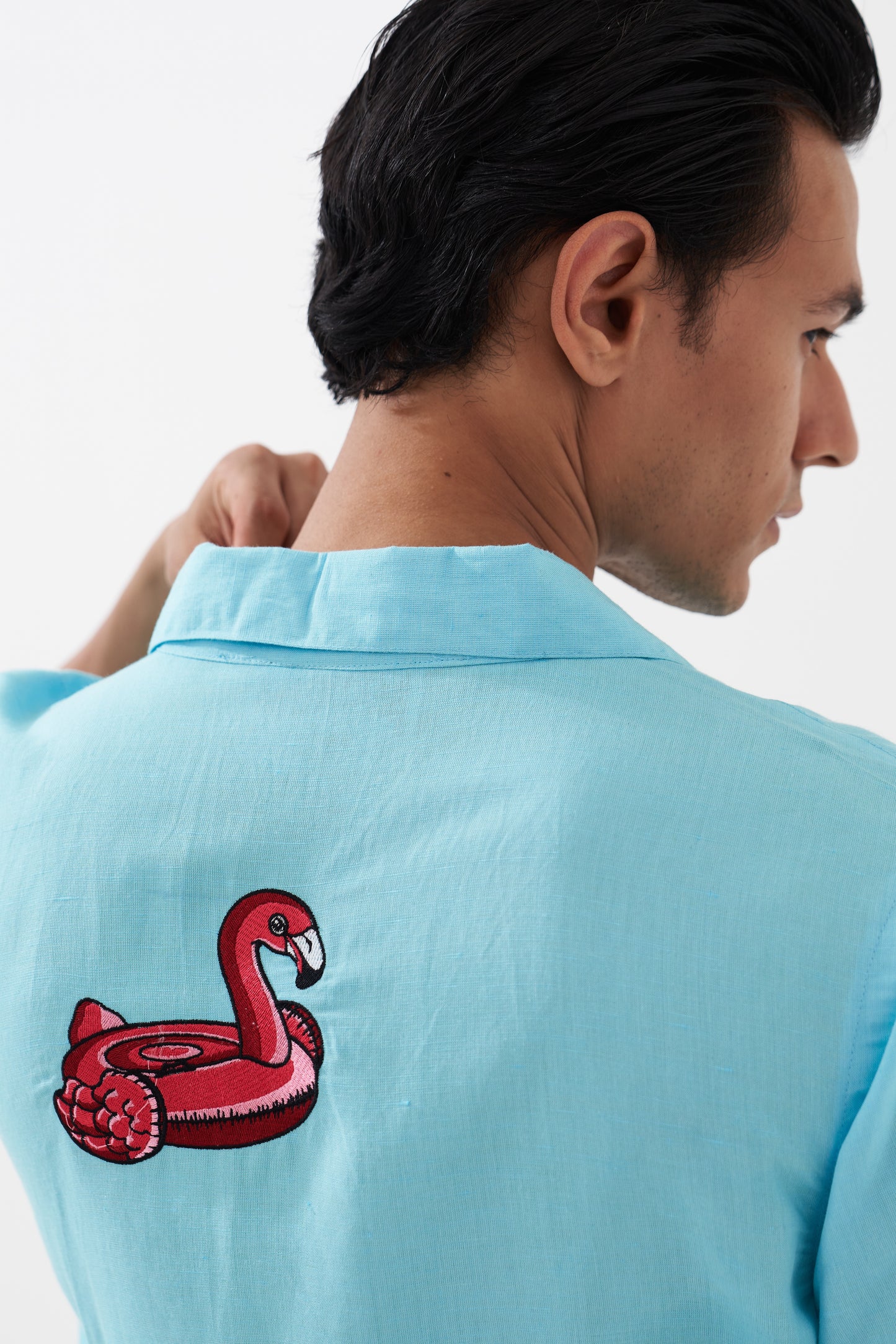 FLAMINGO FLOAT LINEN SHIRT